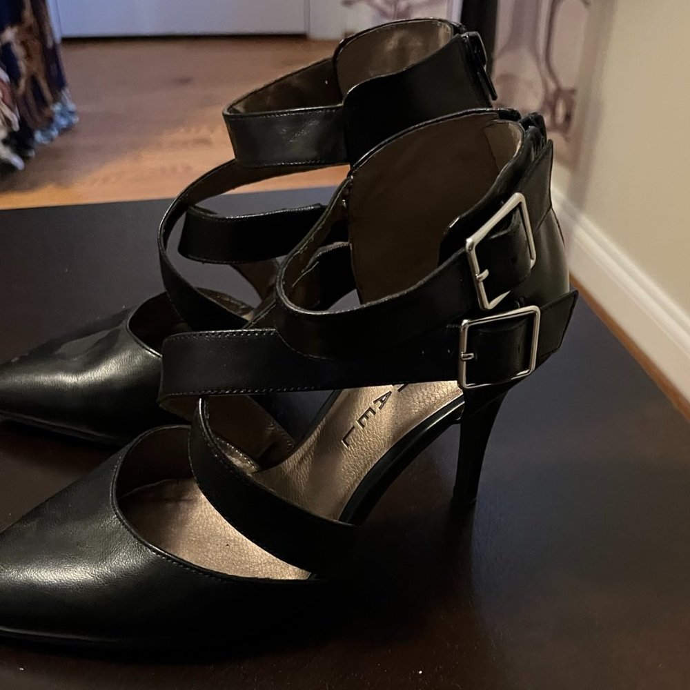 Michael Black Cross Strap Heels 7 - Picture 2 of 3